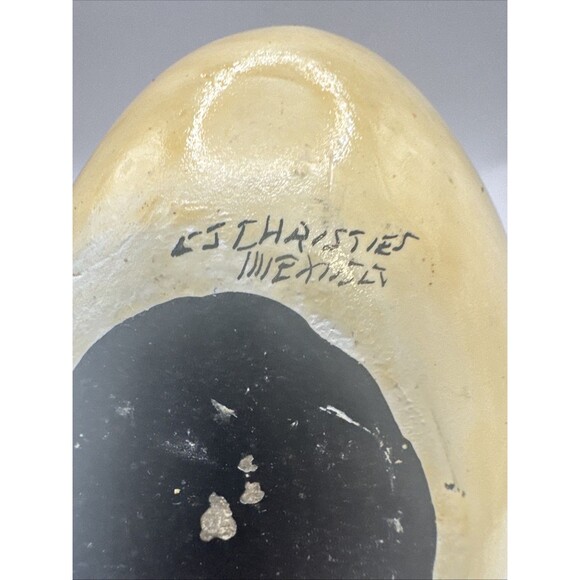 Handmade Mexican Ceramic Hatching Egg With Monkey Signed On Bottom Sculpture - Picture 6 of 6